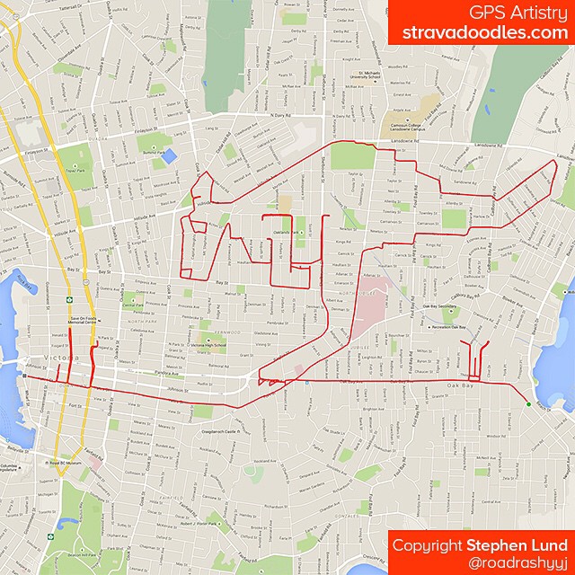 Kangourou dessiné sur carte avec GPS